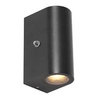 Steinhauer Buitenlamp Logan rond incl. LED 2 lichts dag nacht sensor zwart