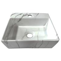 Douche Concurrent Fontein Leto Rechthoek 33.5x29x11cm Marmerlook Keramiek Glans Carrara