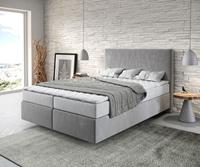 DELIFE Boxspringbett Dream-Well 140x200 cm Grau mit Matratze und Topper