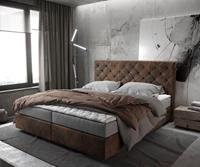 DELIFE Boxspringbett Dream-Great 180x200 cm Braun Vintage mit Matratze und Topper