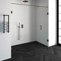 sanituba Complete Profielloze Nisdeur 2-delig 200cm met 60cm deur koper