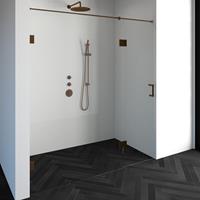 sanituba Complete Profielloze Nisdeur 2-delig gekoppeld 190cm met 60cm deur koper