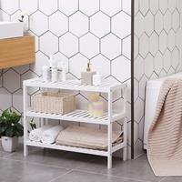 CaliCosy Schoenenrek met 3 niveaus van wit bamboe - L70 cm