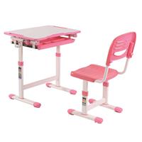 Höhenverstellbarer Schülerschreibtisch und Stuhl in Rosa Weiß (2-teilig)