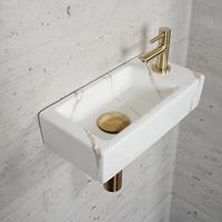 Wiesbaden Fonteinset Carrara Marmerlook Color Messing Goud - Fonteinset Met Amador Kraan