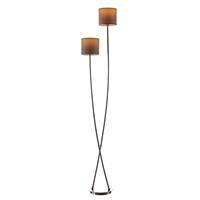 Lucande Juljana vloerlamp, 2-lamps, stoffen kap