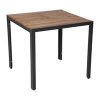 Bolero vierkante stalen en acaciahouten tafel 80x80cm