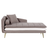 Beliani Linkerzijde bruine / wit chaise longue GONESSE