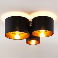 Lindby Laurenz Deckenlampe, 3-fl., schwarz-gold