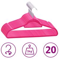 vidaXL 20-delige Kledinghangerset anti-slip fluweel roze