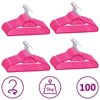 vidaXL 100-delige Kledinghangerset anti-slip fluweel roze