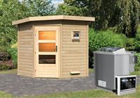 Karibu | Pekka Buitensauna | Melkglas Deur | Biokachel 9 kW Externe Bediening