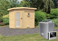 Saunahaus MIKKA 2,31 x 1,96 cm  9.0 kW Ofen ext. Steuerung ISO-Glas Milchglas 86229