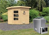 Saunahaus MIKKA 2,31 x 1,96 cm  9.0 kW Ofen ext. Steuerung ISO-Glas Klarglas 86233