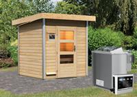 Karibu | Torge Buitensauna | Moderne Deur | Biokachel 9 kW Externe Bediening