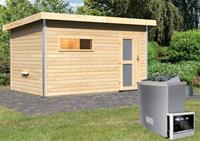 Karibu | Skrollan 3 Buitensauna | Melkglas Deur | Kachel 9 kW Externe Bediening