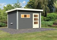 Saunahaus SKROLLAN 3 3,96 x 2,31 m mit Vorraum terragrau  ohne Ofen 86309