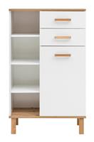 schildmeyer Padua Highboard, 67 cm, weiß glanz/weiß glanz-Eiche Landhaus