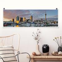 Klebefieber Panorama Poster Architektur & Skyline Auckland Skyline Sonnenuntergang