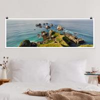 Panorama Poster Strand Nugget Point in Neuseeland