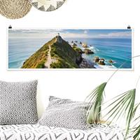 Klebefieber Panorama Poster Natur & Landschaft Nugget Point Leuchtturm und Meer Neuseeland