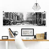 Klebefieber Panorama Poster Architektur & Skyline NYC Urban schwarz-weiß