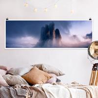 Klebefieber Panorama Poster Natur & Landschaft Drei Zinnen in blauem Licht