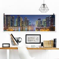 Panorama Poster Architektur & Skyline Dubai Nacht Skyline