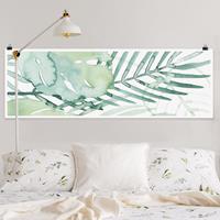 Panorama Poster Blumen Palmwedel in Wasserfarbe I