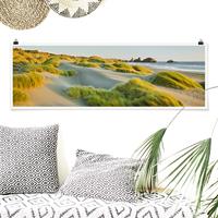Panorama Poster Strand Dünen und Gräser am Meer