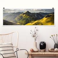Klebefieber Panorama Poster Natur & Landschaft Berge und Tal der Lechtaler Alpen in Tirol