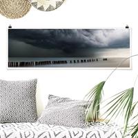 Klebefieber Panorama Poster Strand Sturmwolken über der Ostsee
