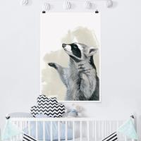 Klebefieber Poster Tiere Waldfreunde - Waschbär