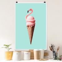 Klebefieber Poster Tiere Eis mit Flamingo