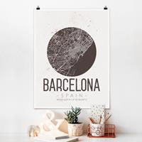 Klebefieber Poster Stadt-, Land- & Weltkarten Stadtplan Barcelona - Retro