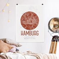 Poster Stadt-, Land- & Weltkarten Stadtplan Hamburg - Retro