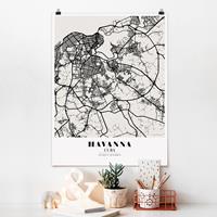 Klebefieber Poster Stadt-, Land- & Weltkarten Stadtplan Havanna - Klassik