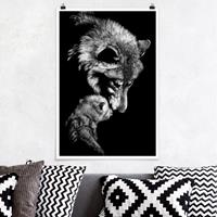 Klebefieber Poster Tiere Wolf vor Schwarz