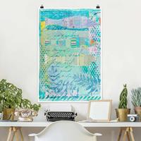 Klebefieber Poster Bunte Collage - Fische und Punkte