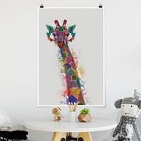 Poster Kinderzimmer Regenbogen Splash Giraffe