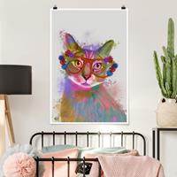 Klebefieber Poster Kinderzimmer Regenbogen Splash Katze