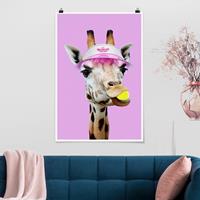 Klebefieber Poster Tiere Giraffe beim Tennis