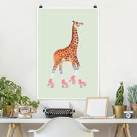 Klebefieber Poster Tiere Giraffe mit Rollschuhen