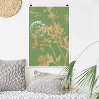 Klebefieber Poster Blumen Goldene Blätter auf Lind II