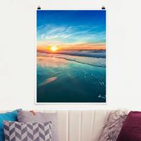 Klebefieber Poster Strand Romantischer Sonnenuntergang am Meer