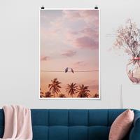 Klebefieber Poster Tiere Sonnenuntergang mit Kolibris