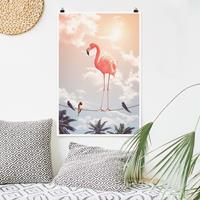 Klebefieber Poster Tiere Himmel mit Flamingo