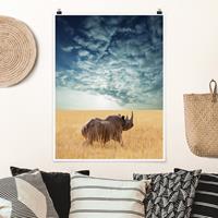 Klebefieber Poster Tiere Nashorn in der Savanne