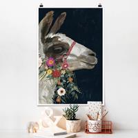 Klebefieber Poster Tiere Lama mit Blumenschmuck I