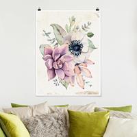 Klebefieber Poster Blumen Aquarell Blumen Landhaus